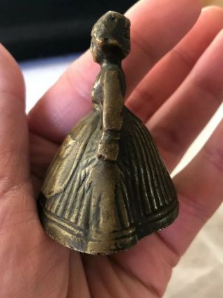 Vintage Bronze Brass Metal Lady Dutch Woman Figurine Bell Made in England 3