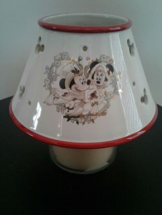 Disney Mickey& Minnie Christmas Candle Topper W/ Container/ Jar Candles