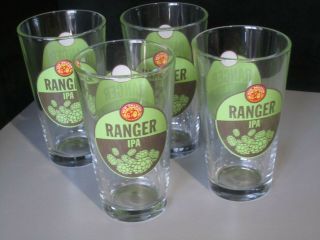4 Ranger Ipa Beer Glasses Pub Pint Stemware Belgium 16 Oz.  Fat Tire Man Cave