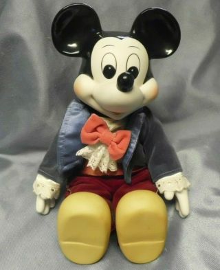 Vintage Walt Disney Mickey Mouse Ceramic Doll Figurine / Wind - Up Song