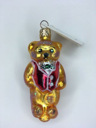 Christopher Radko Tiny Ted 1996 Ornament Teddy Bear Red Vest