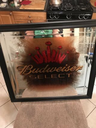 Budweiser Select Mirror Sign Framed Beer Anheuser Busch Bar Man Cave Bud