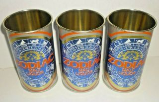 3 Vintage Zodiac Malt Liquor Beer Can Tin Cups Peter Hand Brewery Chicago Il