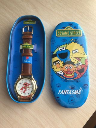 1995 Elmo Sesame Street Collectible Fantasma Watch Nib Musical Watch Leather