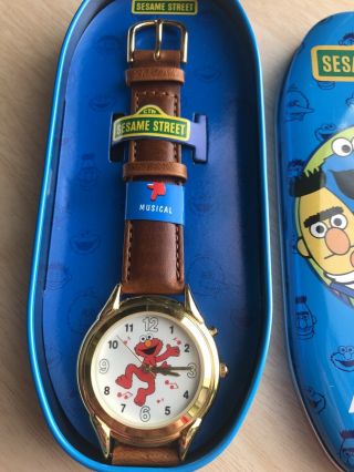 1995 Elmo Sesame Street Collectible Fantasma Watch NIB Musical Watch leather 2