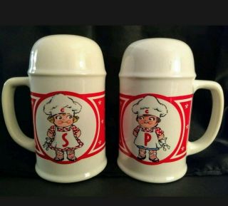 Vintage Campbells Soup Kids Salt And Pepper 5 " Shaker Set.  Ceramic Exc