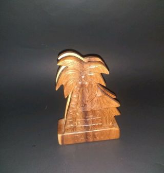 Vintage Tahiti Wooden Palm Tree Napkin Holder