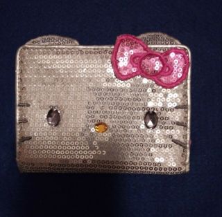 Sanrio Hello Kitty Wallet Silver Sparkly Pink Interior Jeweled Eyes Nose