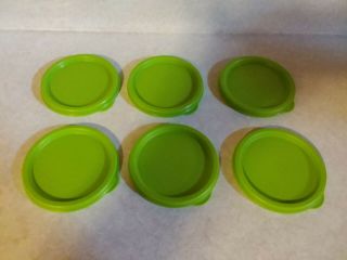 Tupperware Seals 6 Lids Covers Replacement Lids Snack Cups Tumblers 4922a Green
