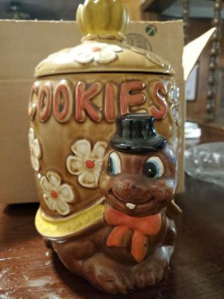 Vintage Tortoise In Top Hat Cookie Jar Japan 10.  5” With The Top On.