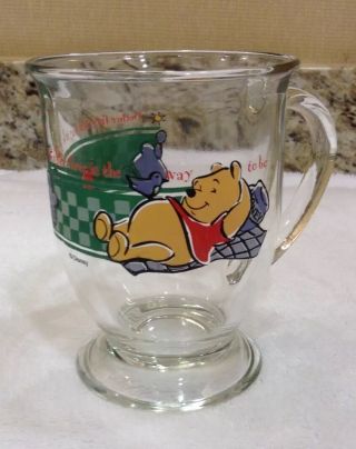 Anchor Hocking Disney Winnie The Pooh Footed Glass Coffee Mug Cup Bother