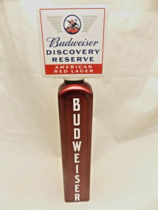 Ceramic Budweiser Discovery Reserve American Red Beer Tap Handle 10 "