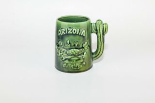 Vintage Embossed Arizona Roadrunner Cactus Handle Ceramic Coffee Cup Mug