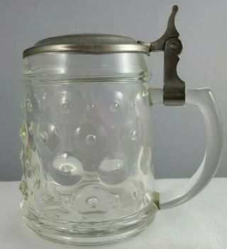 Vintage Beer Mug Rein - Zinn Hobnail Glass Pewter Stein Germany