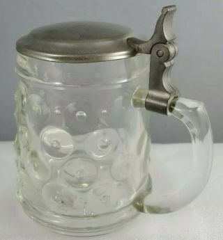 Vintage Beer Mug Rein - Zinn hobnail glass pewter Stein Germany 2