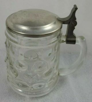 Vintage Beer Mug Rein - Zinn hobnail glass pewter Stein Germany 3