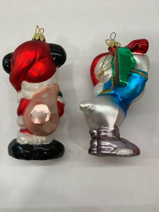 Santa ' s Best European Style Glass,  Mickey Mouse Donald Duck Ornaments 2