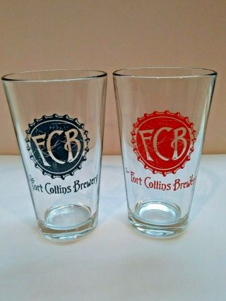 Set Of 2 The Fort Collins Brewery Pint Beer Glasses