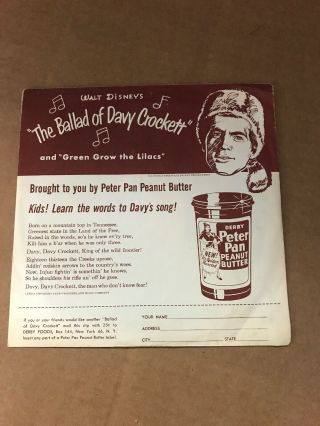 Walt Disney’s The Ballad Of Davy Crockett 45 Rpm W/envelope