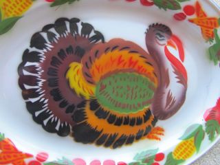 Vintage Porcelain Enamelware Enamel Turkey Platter/Tray Thanksgiving 2