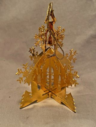23 Kt 1981 Gold Plate Danbury Christmas Ornament " Country Church " W/ Box