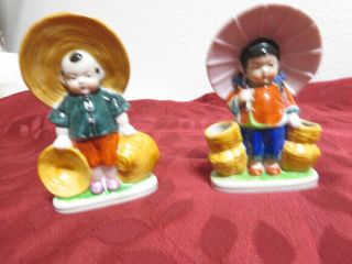 Vintage Pair Porcelain Chinese Children Figurines Occupied Japan 5.  5 "