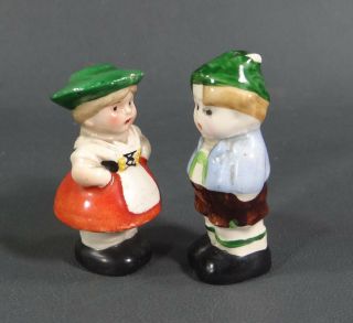 1930 ' s German Goebel Ceramic Salt Pepper Shaker Tyrol Costume Boy Girl Figures 2