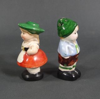 1930 ' s German Goebel Ceramic Salt Pepper Shaker Tyrol Costume Boy Girl Figures 3