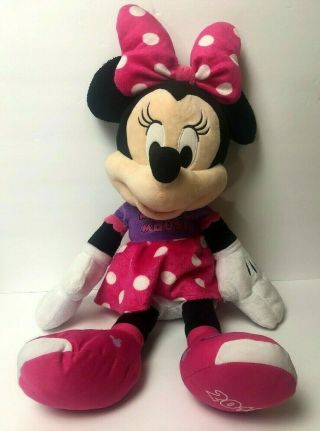 Disney Minnie Mouse Plush Stuffed Animal 22” Pink Dress 2015