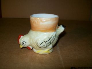 Vintage Hand Painted Porcelain Egg Cup / Chicken Shaped