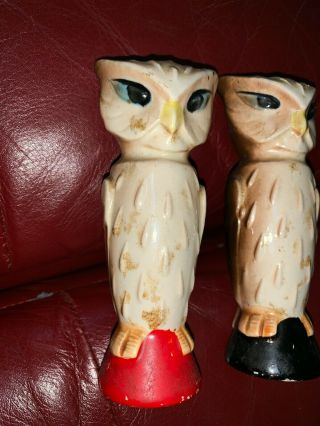Vintage 5” Owl Salt And Pepper Shakers With Corks 2