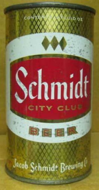 Schmidt City Club Beer Ss Flat Top Can,  Jacob Schmidt,  St.  Paul,  Minnesota 1957