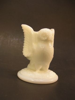 Vintage Westmoreland 3 " Milk Glass Owl Tooth Pick Holder