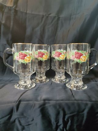 Old Country Roses Royal Albert Irish Coffee Glass Mugs Set Of 4
