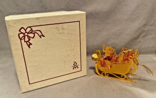 23 Kt 1992 Gold Plate Danbury Christmas Ornament " Sleigh " Box