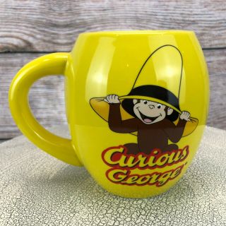 Curious George Universal Studios Large 2 Sided Yellow Mug - Face,  Hat