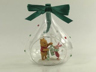 Disney Winnie The Pooh And Piglet Glass Drop Sketchbook Christmas Ornament 2017