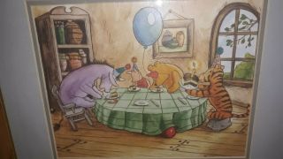 Winnie The Pooh Picture - Glass/ Wood Frame - 14 " By 15 " Birthday 100 Acre Baby