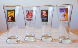 Fosters Celebrating 100 Years Of Brewing Lager Beer Set Of 4 Glasses