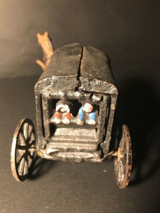 Vintage Cast Iron Metal Amish Horse Drawn Carriage Buggy Wagon 3
