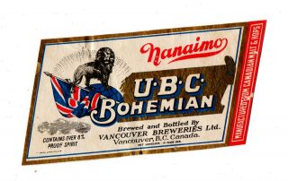 1920s Vancouver Breweries,  Vancouver,  British Columbia,  Canada Lion Beer Label
