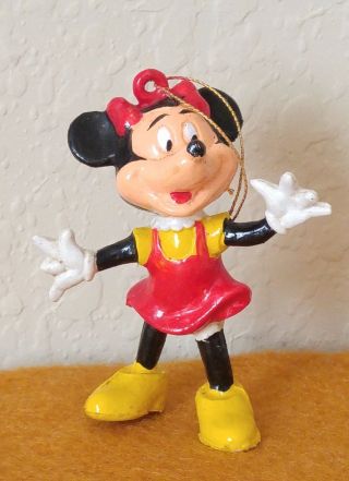 Vintage Minnie Mouse Christmas Ornament Walt Disney Productions 2.  5 " H Hong Kong