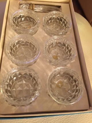 Set Of 6 Vintage Crystal Individual Salt Dips & 6 Spoons Marked Japan Boxed