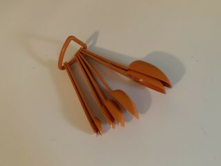 Vintage Tupperware Set Of 7 Orange Nested Measuring Spoons