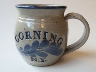 Coffee Cup Tea Mug: Corning York Blue Large Thick Pottery Signed 1994