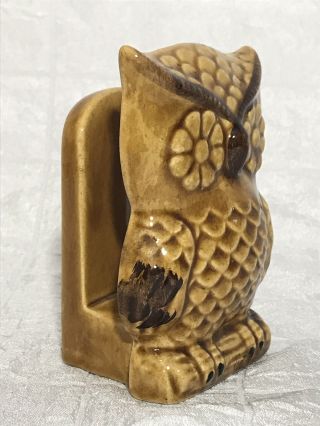 Vintage Owl Napkin Holder Ceramic Made In Taiwan 4.  5 " Tall Rustic Looking