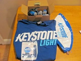 Keystone Light T Shirt - L,  Beach Ball,  Popsocket,  Mini Beer Can String Of Lights