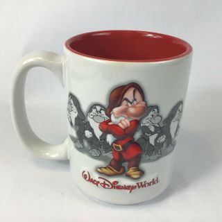 Walt Disney World Grumpy Mug 7 Dwarfs White With Red Inside