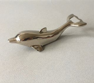 Vintage Dolphin Metal Chrome Heavy Bottle Opener