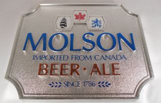 Molson Beer Ale Imported From Canada Metallic Molded 3d Plastic Sign